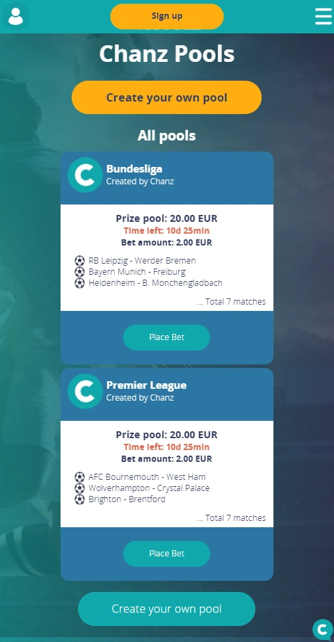 chanz mobile pools page