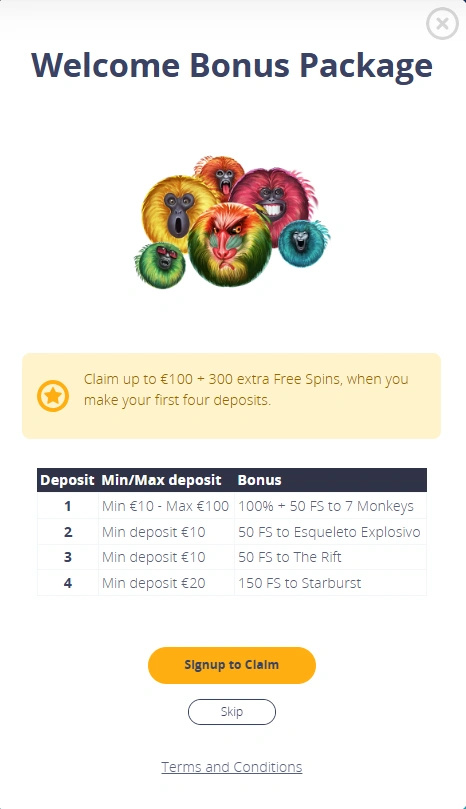 chanz welcome bonus page